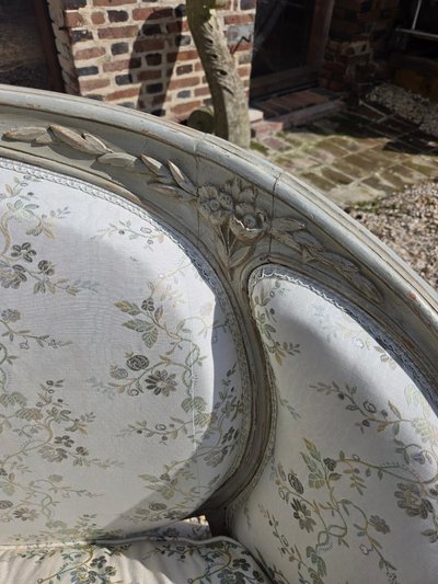 Louis XVI Period Sofa, Ottoman