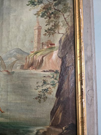 Trumeau with seaside painting, 18th century.