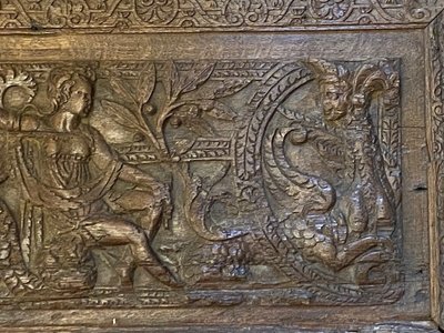Alta Epoque - Pannello frontale di cassapanca in rovere intagliato - "Diane de Poitiers" - 