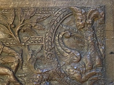 Alta Epoque - Pannello frontale di cassapanca in rovere intagliato - "Diane de Poitiers" - 