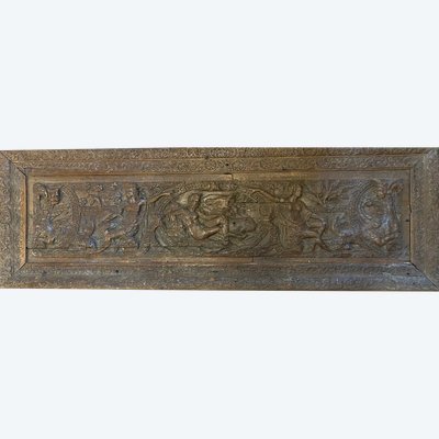 Alta Epoque - Pannello frontale di cassapanca in rovere intagliato - "Diane de Poitiers" - 