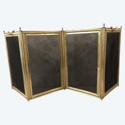 19th century pressed brass fireplace screen