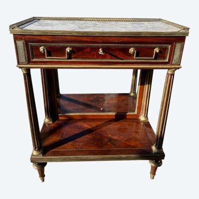 Desserte D’époque Louis XVI En Acajou Et Filets De Laiton