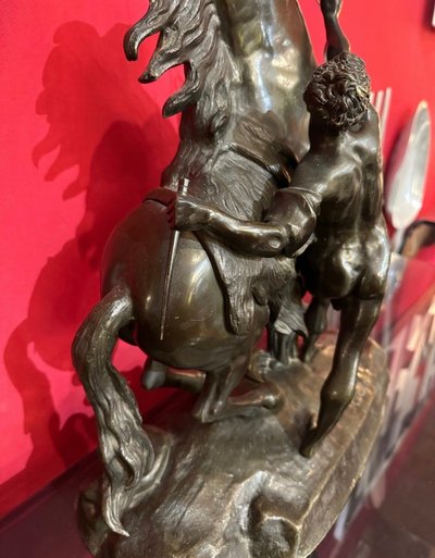 Bronze Darstellend Die Pferde Von Marly Mit Brauner Patina Von Coustou