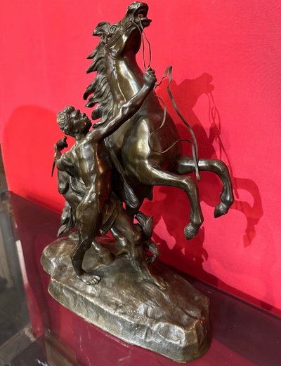 Bronze Darstellend Die Pferde Von Marly Mit Brauner Patina Von Coustou