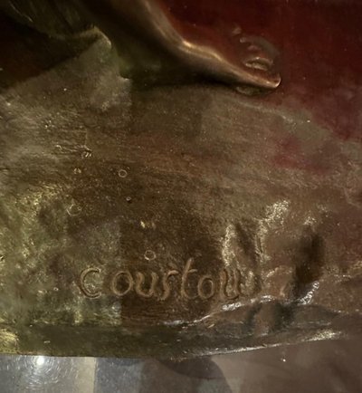 Bronze Darstellend Die Pferde Von Marly Mit Brauner Patina Von Coustou