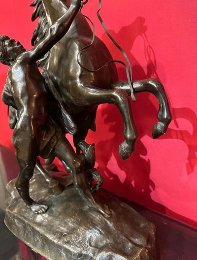Bronze Darstellend Die Pferde Von Marly Mit Brauner Patina Von Coustou