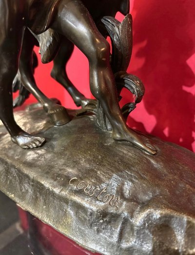Bronze Darstellend Die Pferde Von Marly Mit Brauner Patina Von Coustou