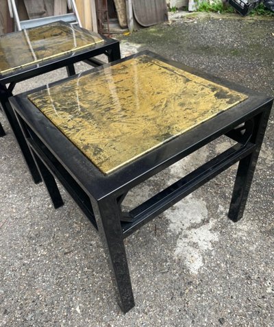 Paire De Bouts De Canapé Laqué Noir 