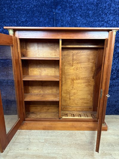 Nice Empire style gun cabinet in cherry wood circa 1900