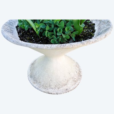 Grey concrete diabolo planter in the Willy Guhl style from the 1970s