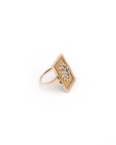 Bague Ier Empire perles et or 18k, bague ancienne, perles fines, bijou Ancien, Napoléon 1er