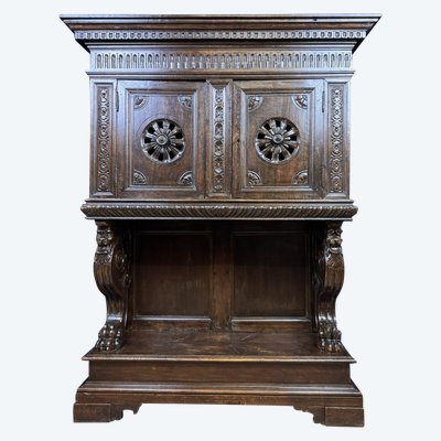 Cabinet dressoir style renaissance en chêne circa 1850