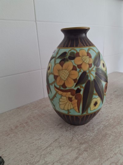 Ceramic ovoid vase signed Charles CATTEAU /KERAMIS BOCH
