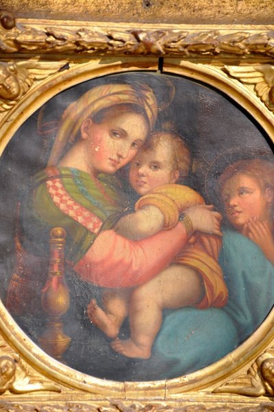 Raphael : "la Mère Et l'Enfant ". Copy from the 19th century, beautiful gilded frame.