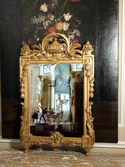 Louis XVI gilded wood mirror