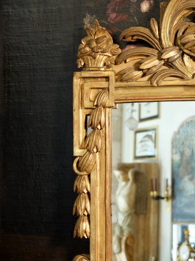 Louis XVI gilded wood mirror