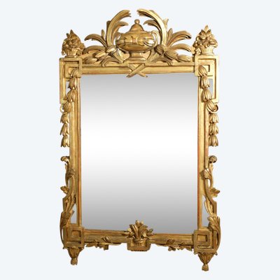 Louis XVI gilded wood mirror