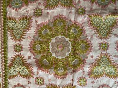 Reversible silk table rug - 19th century