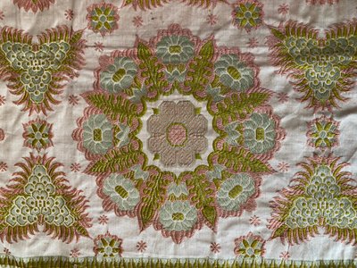 Reversible silk table rug - 19th century