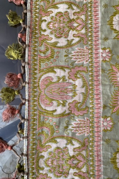 Reversible silk table rug - 19th century