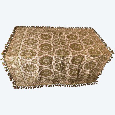 Reversible silk table rug - 19th century