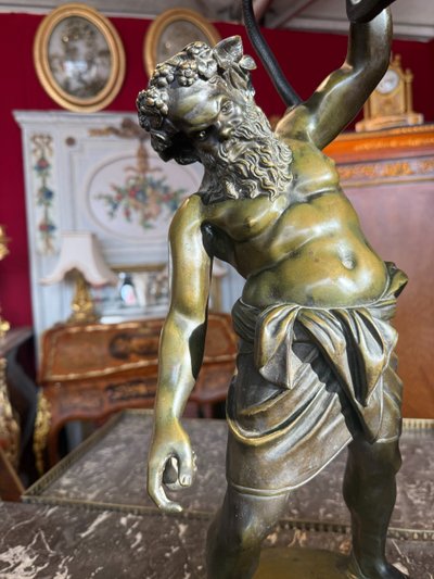 BRONZO IL SATIRO SILENE SEGNO DUCHEMIN