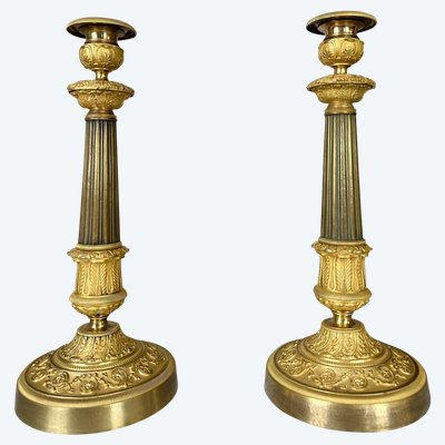 Coppia di candelieri in bronzo Periodo di restauro
