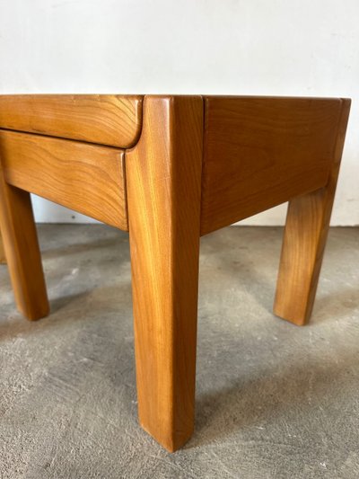 Pair of solid elm bedside tables