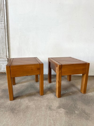 Pair of solid elm bedside tables