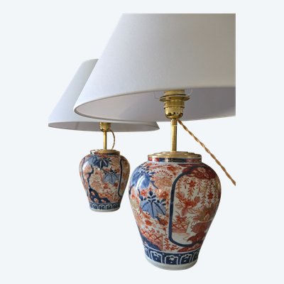 Coppia di lampade in porcellana Imari, XIX secolo.