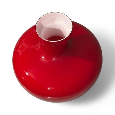 Vase design en verre de Murano rouge rubis