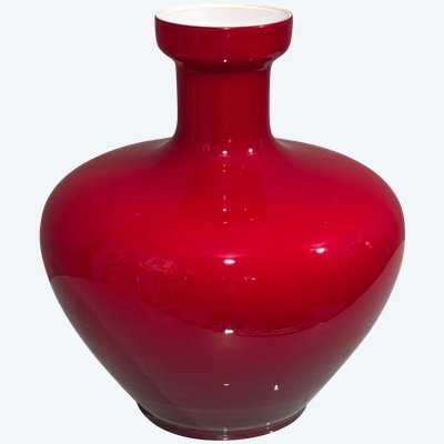 Vase design en verre de Murano rouge rubis