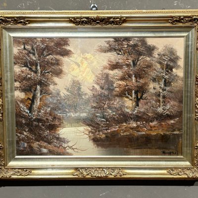 Large oil painting river landscape
