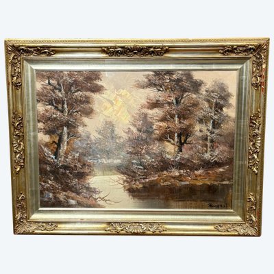 Large oil painting river landscape
