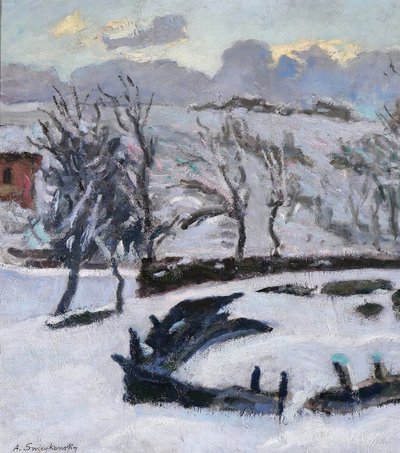Alfred SWIEYKOWSKY 1869-1953 Paysage de neige dans les Alpes, tableau, Savoie, montagne, vers 1920