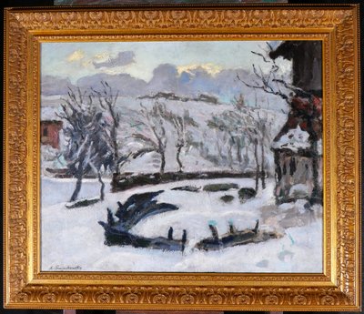 Alfred SWIEYKOWSKY 1869-1953 Paysage de neige dans les Alpes, tableau, Savoie, montagne, vers 1920