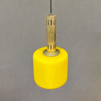 Lampada a sospensione in vetro giallo Stilnovo Vetro, 1950 circa