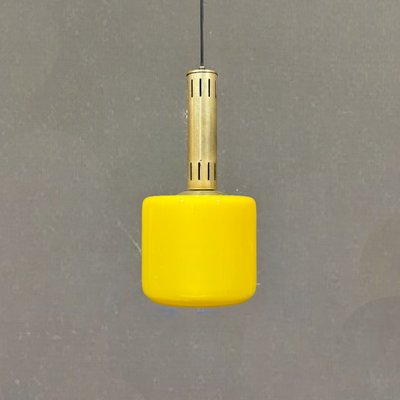 Lampada a sospensione in vetro giallo Stilnovo Vetro, 1950 circa