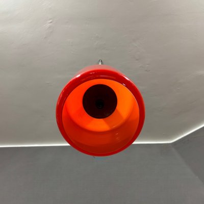 Lampada a sospensione in vetro rosso Stilnovo, 1950 circa
