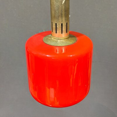 Lampada a sospensione in vetro rosso Stilnovo, 1950 circa