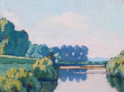 Maurice de Lambert 1873-1953 La Charité-sur-Loire, Landschaft, Loire, Nièvre, Gemälde, 1944