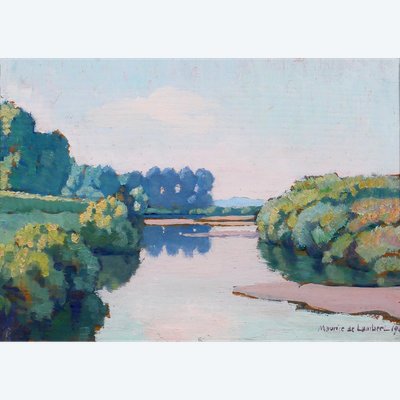 Maurice de Lambert 1873-1953 La Charité-sur-Loire, Landschaft, Loire, Nièvre, Gemälde, 1944