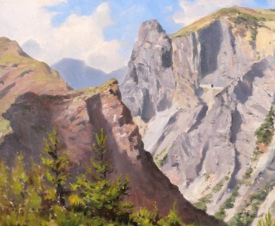 François Gautier 1842-1917 Mountain landscape, Provence, painting, circa 1900