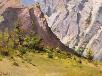François Gautier 1842-1917 Mountain landscape, Provence, painting, circa 1900