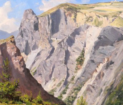 François Gautier 1842-1917 Mountain landscape, Provence, painting, circa 1900