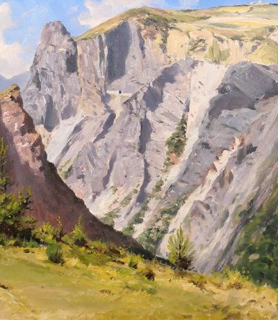 François Gautier 1842-1917 Mountain landscape, Provence, painting, circa 1900