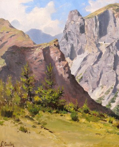 François Gautier 1842-1917 Mountain landscape, Provence, painting, circa 1900