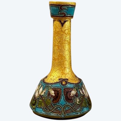 Paul MILET (1870-1950) - Vase à long col en céramique émaillée - ART NOUVEAU - SEVRES