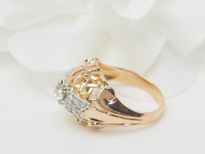 Anello Tank in oro bicolore e diamanti